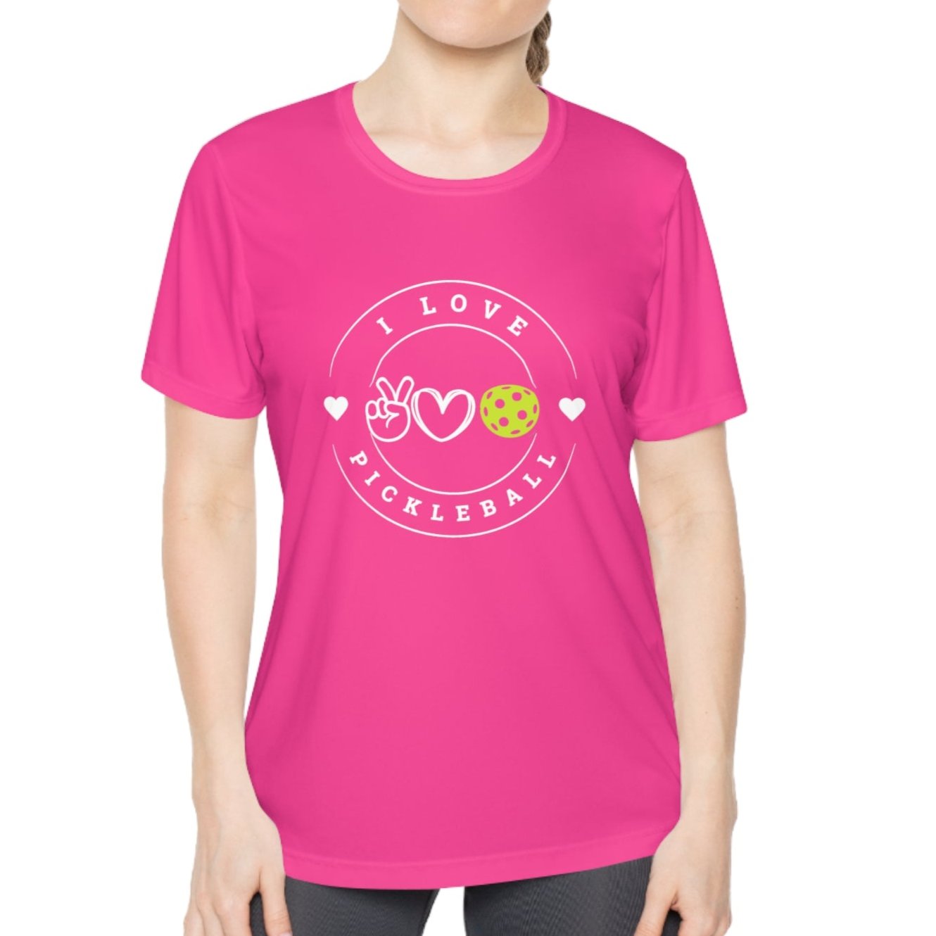 I Love Pickleball Ladies Performance Tee - Dink Champs